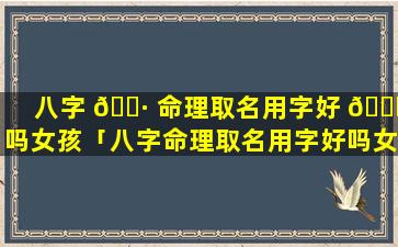 八字 🕷 命理取名用字好 🐒 吗女孩「八字命理取名用字好吗女孩怎么取」